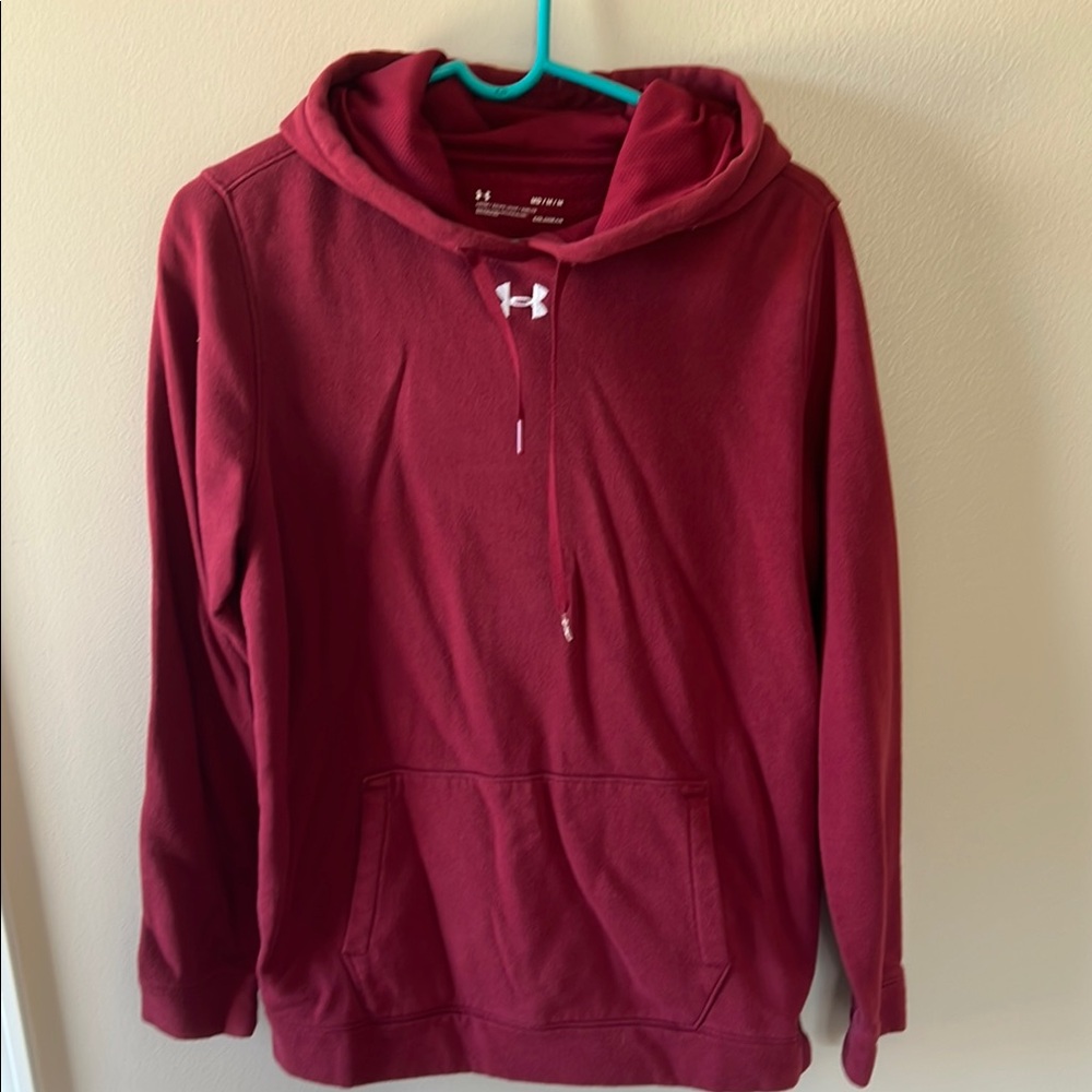 Under Armour Red Sweater with Ribbed Cuffs and Drawstrings